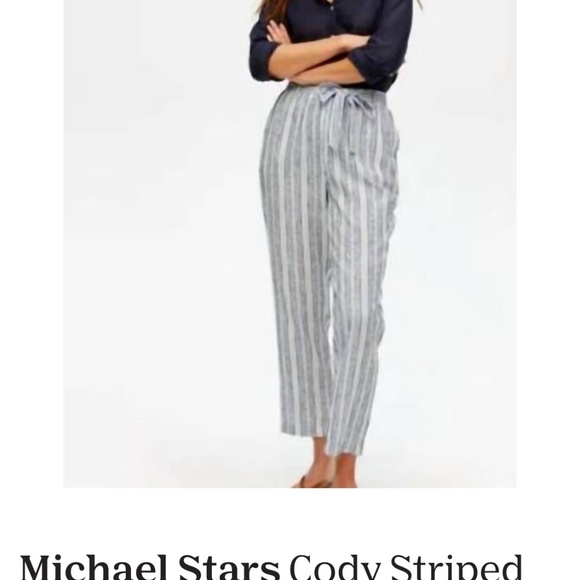 Michael Stars Striped High Waisted Pants - Picture 2 of 3
